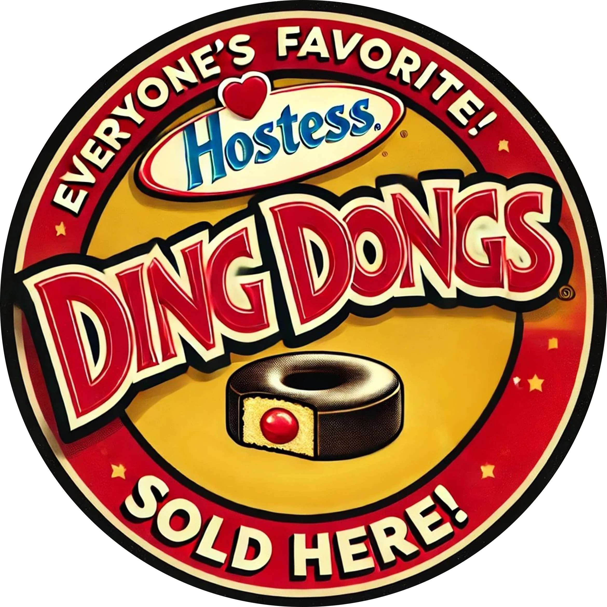 1pc Hostess Ding Dongs Vintage Aluminum Sign, Round Retro Wall Hanging Decor, Ideal for Laundry Room, Bakery, Gym - Image 2