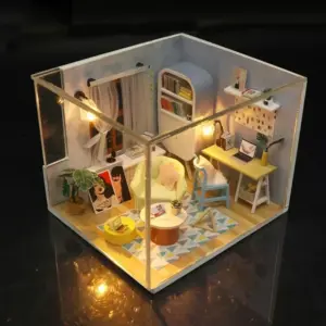 Mini DIY Small Handmade Doll House 3D Puzzle Set Up Model Construction Room Dingdong Nest Decoration Wooden Craftsmanship Birthd